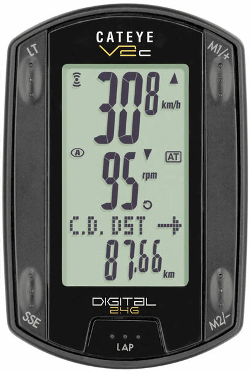 Cateye V2c Double Wireless Speed and Cadence Computer in Black